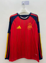 Copy 26-27 Spain home long sleeved 2-star football jersey