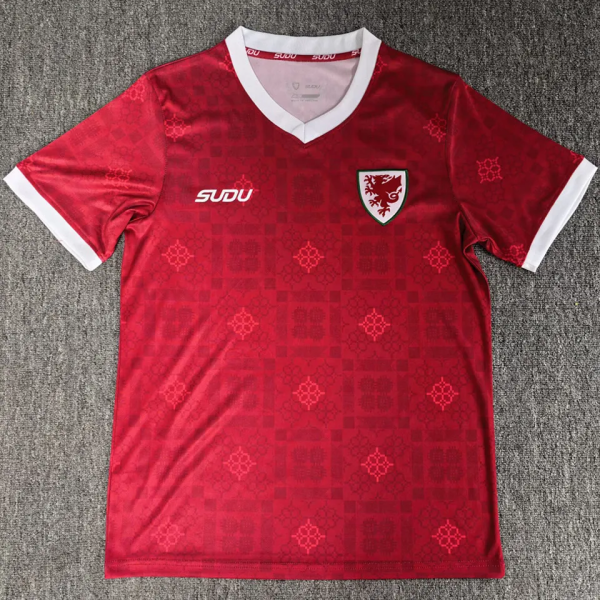 27-28 Wales Home Red Fans Soccer Jersey
