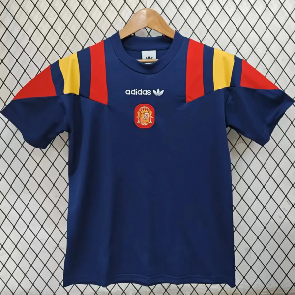 26-27 Spain Royal Blue Cotton Retro Style T-shirt