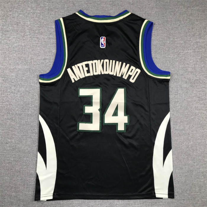Milwaukee Bucks Kids Jersey Black Statement Edition  NO.34 ANTETOKOUNMPO