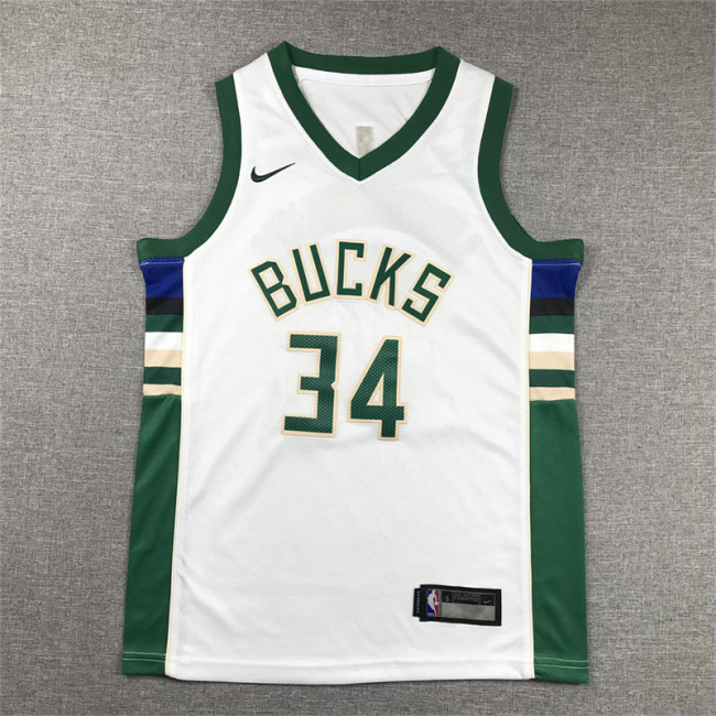 Milwaukee Bucks Kids Jersey White Lcon Edition 2020 NO.34 ANTETOKOUNMPO