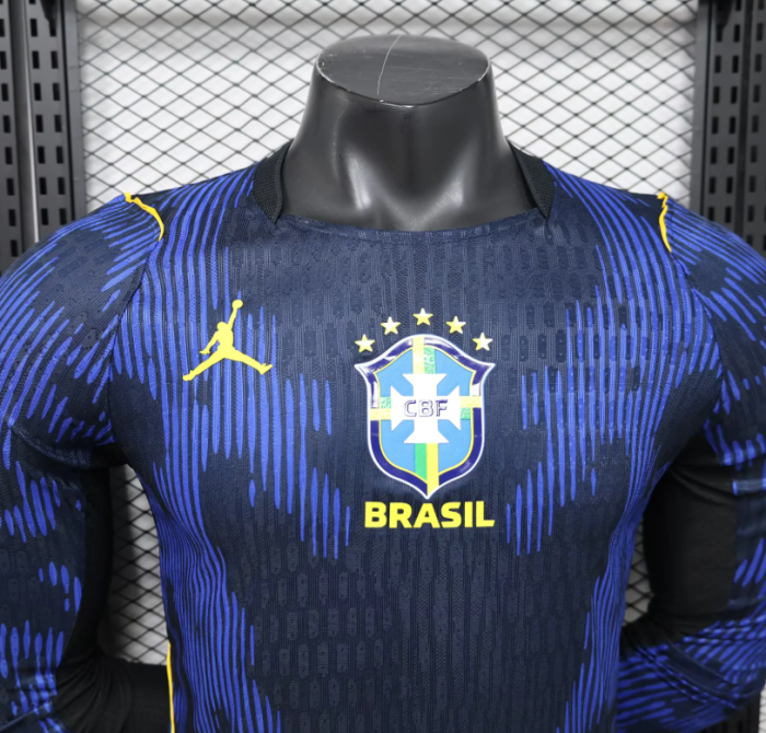 Brazil 2026 World Cup Away Player Long Sleeve Man Jersey