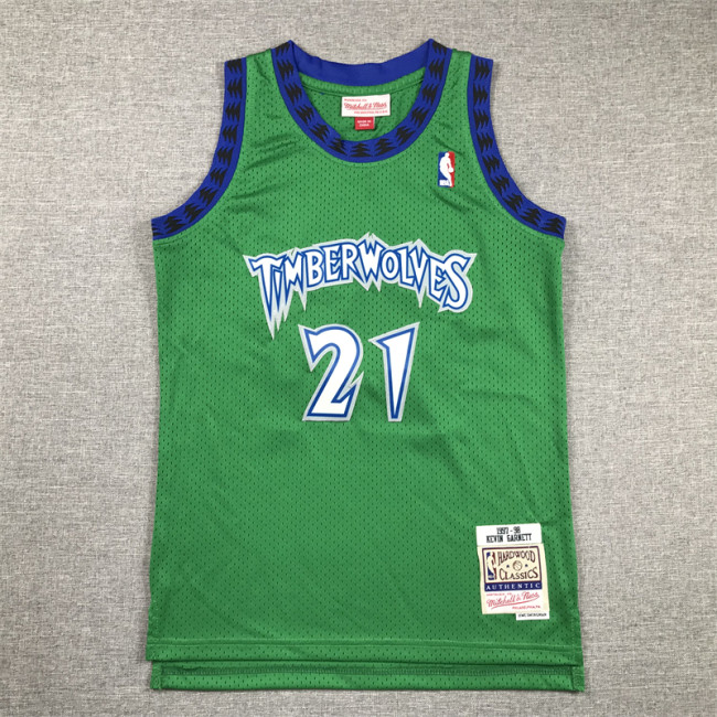 Minnesota Timberwolves Kids Jersey Green Vintage Edition 90s NO.21 GARNETT