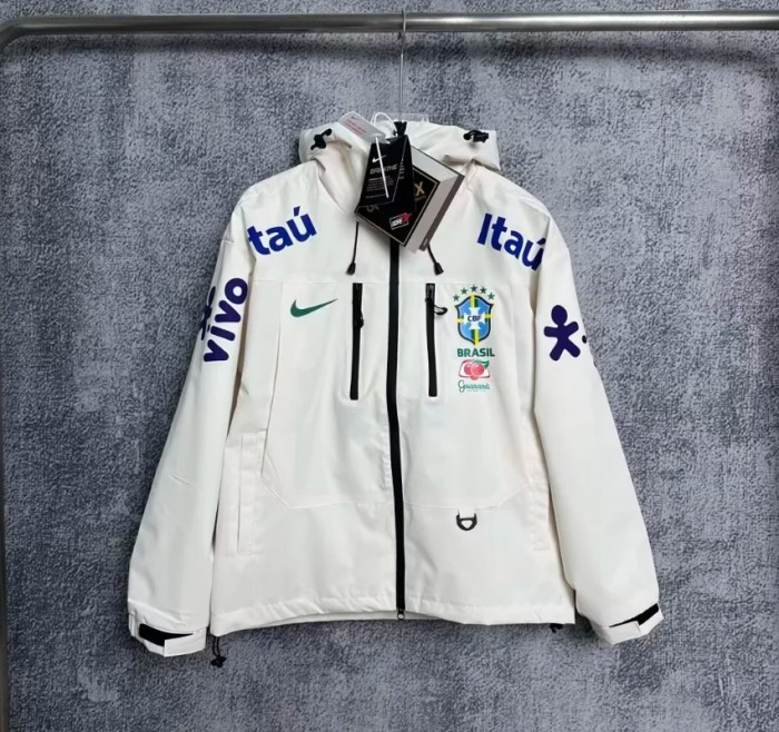 Brazilian National Football Team Hooded Rain Jacket - Windproof & Waterproof