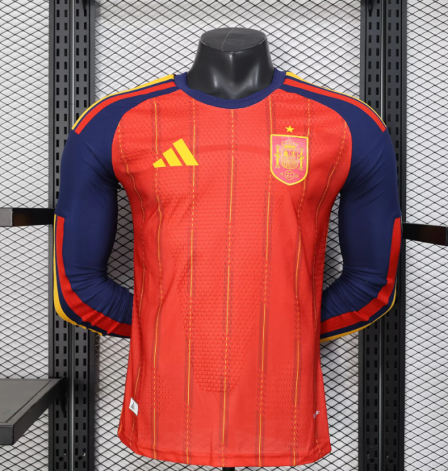 Spain 2026 FIFA World Cup Home Player Version Long Sleeve Jersey
