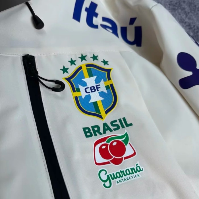 Brazilian National Football Team Hooded Rain Jacket - Windproof & Waterproof