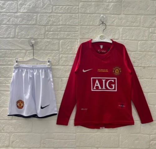 Manchester United Home Retro Long Sleeve Kids Suit 2007/08