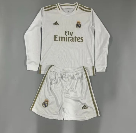 Real Madrid Home Retro Long Sleeve Kids Suit 2019/20