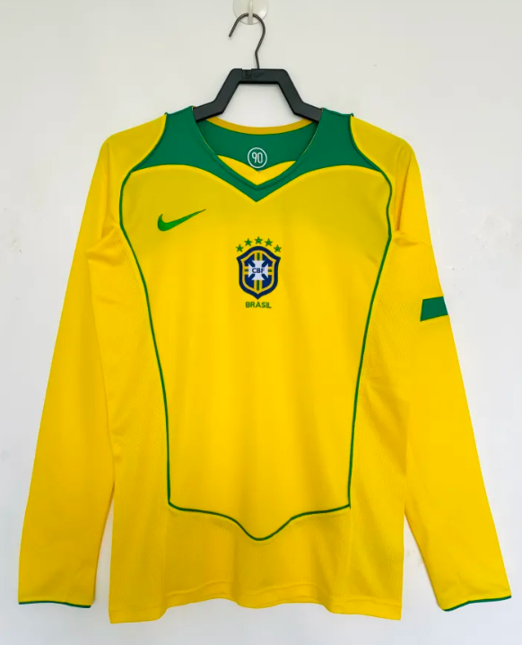 Brazil Home Retro Long Sleeve Jersey 2004