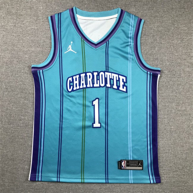 Charlotte Hornets Kids Jersey Blue Classic Edition 23/24 NO.1 BALL