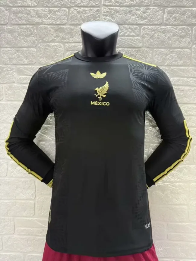 Mexico Gold Man Player Long Sleeve Jersey 25/26