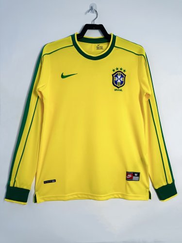 Brazil Home Retro Long Sleeve Jersey 1998