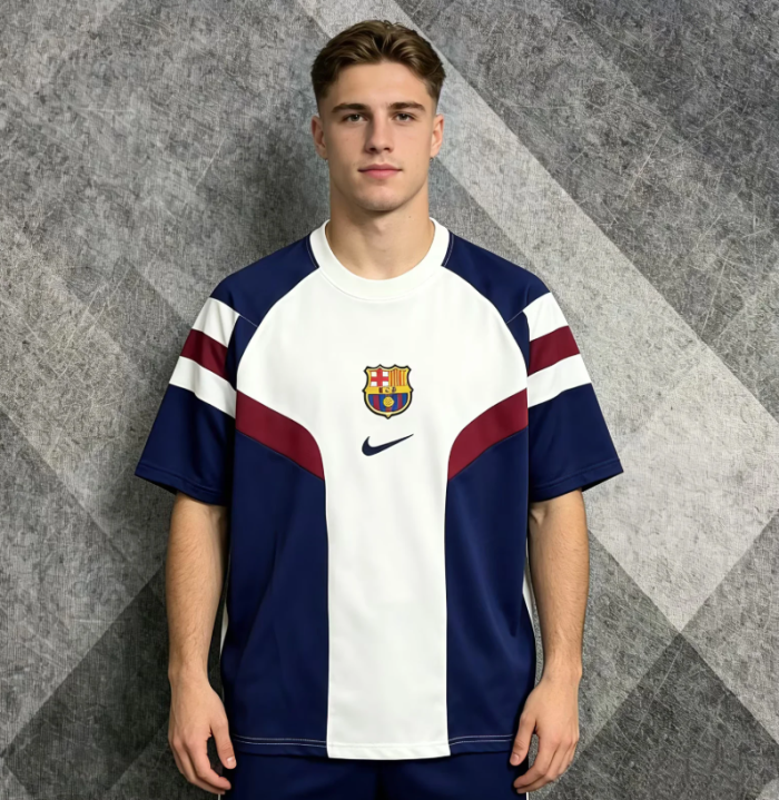FC Barcelona Retro Style Training T-Shirt - Men's/Women's Casual Football Fan Tee