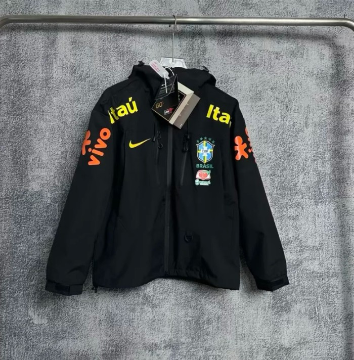 Brazilian National Football Team Hooded Rain Jacket - Windproof & Waterproof
