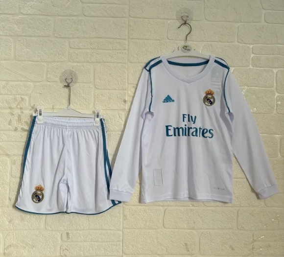 Real Madrid Home Retro Long Sleeve Kids Suit 2017/18