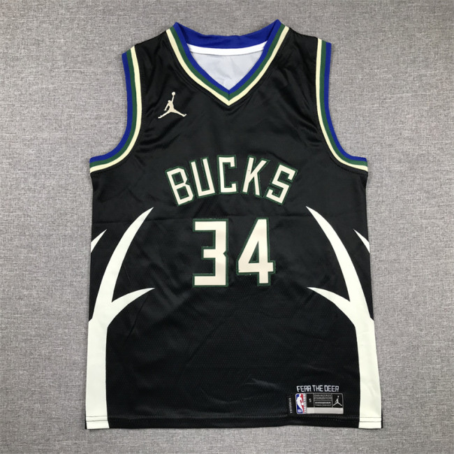 Milwaukee Bucks Kids Jersey Black Statement Edition NO.34 ANTETOKOUNMPO