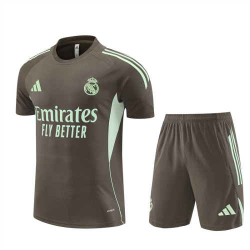 25/26 Real Madrid kids Short sleeve training suit dark green