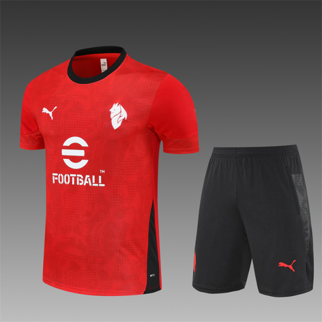 25/26 AC Milan Short sleeve Adult training suit red