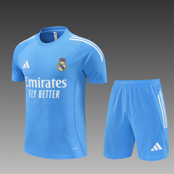 25/26 Real Madrid Short sleeve Adult training suit blue