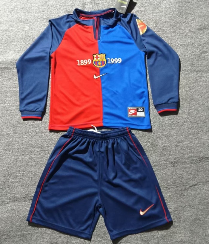 Retro 1899/1999 Barcelona 100th anniversary kids kit long sleeves