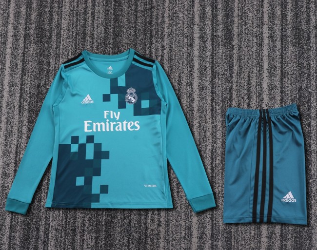Retro 17/18 Real Madrid third kids kit long sleeves
