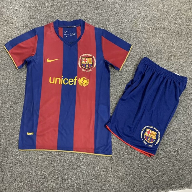 Retro 07/08 Barcelona home kids kit