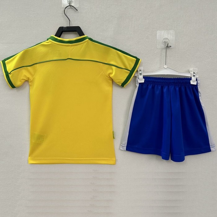 Retro 1998 Brazil home kids kit