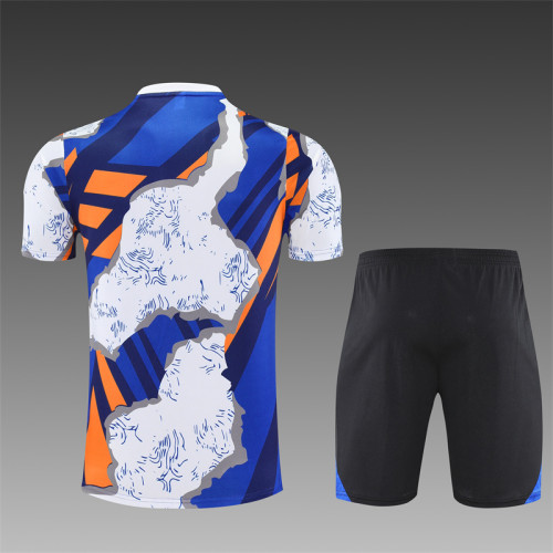 25/26 Real Madrid kids Short sleeve training suit White Blue