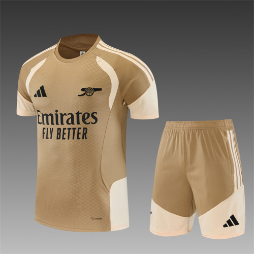 26/27 Arsenal Short sleeve training Adult suit  golden