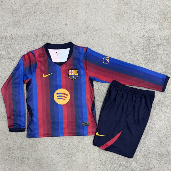 26/27 Barcelona home kids kit long sleeves