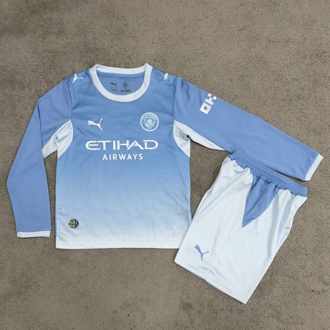 26/27 Manchester City home kids kit long sleeves