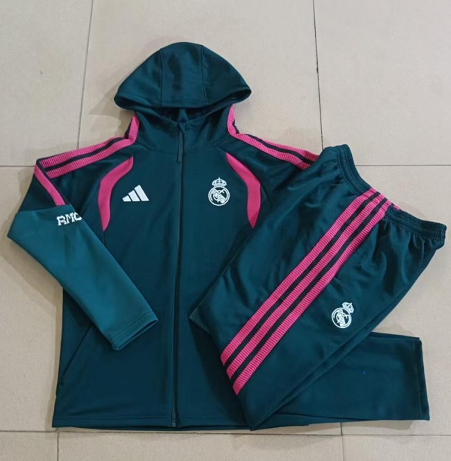 26/27 Real Madrid Kids jacket wear a hat dark green