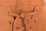 Velvet Straps Lace-Up Casual Dress