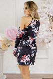 Cut-Out Shoulder Flower Short Dress