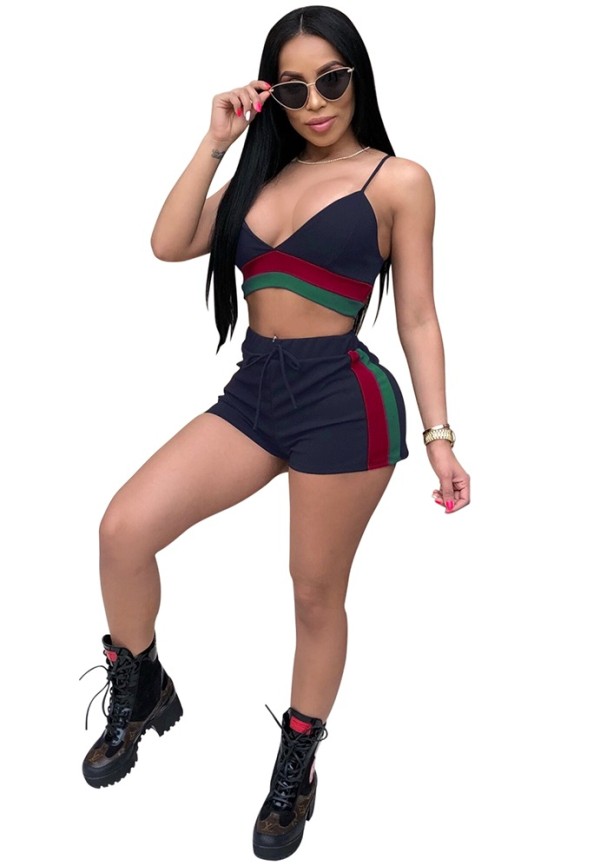 Block Color Bra Top and Shorts