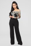 Lace Upper Sexy Chic Jumpsuit with Off Shoulder