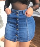 Botton Up Denim Mini Skirt