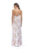 Deep-V Sequins Straps Slit Evening Dress