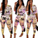 Print Newsletter Bodycon Jumpsuit