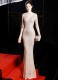 Sequins Half Sleeves Round Neck Evening Dress