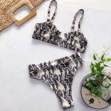 Summer Sexy Snake Skin O-Ring Two Piece Swimwear