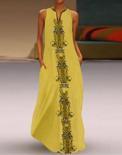 Summer V-Neck Sleeveless Boho Long Maxi Dress