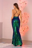 Summer Green Sequins Straps Long Mermaid Evening Dress