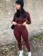 Fall Two Piece Plain Bodycon Crop Top and Pants Set