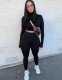 Fall Two Piece Plain Bodycon Crop Top and Pants Set
