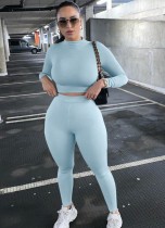 Fall Two Piece Plain Bodycon Crop Top and Pants Set Fall Two Piece Plain Bodycon Crop Top and Pants Set