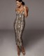 Snake Skin Elegant Strap Midi Dress