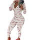 Cute Print Long Sleeve Bodycon Jumpsuit