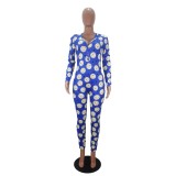 Cute Print Sexy Long Sleeve Fitted Jumpsuit