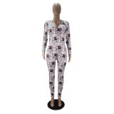 Cute Print Sexy Long Sleeve Fitted Jumpsuit